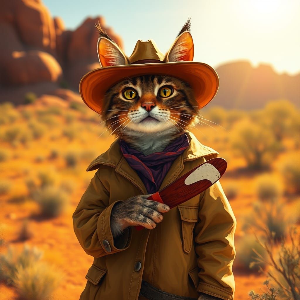 Cat Bushman in Outback Digital Painting