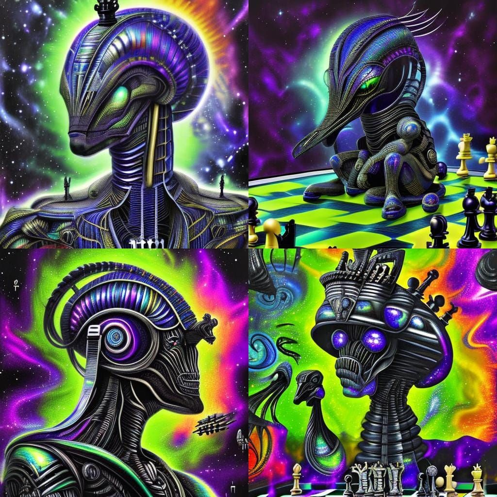 Alien-(Chess:39)-pieces of King, Queen, Bishop, Rook, Knight...