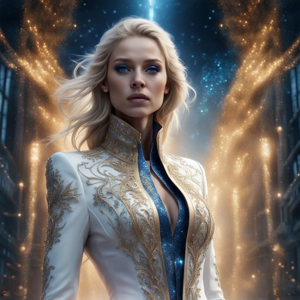 Goddess in White: Digital Glitter Art