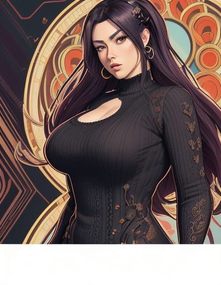 Ethereal Anime Goddess in Kawaii Sweater Dress
