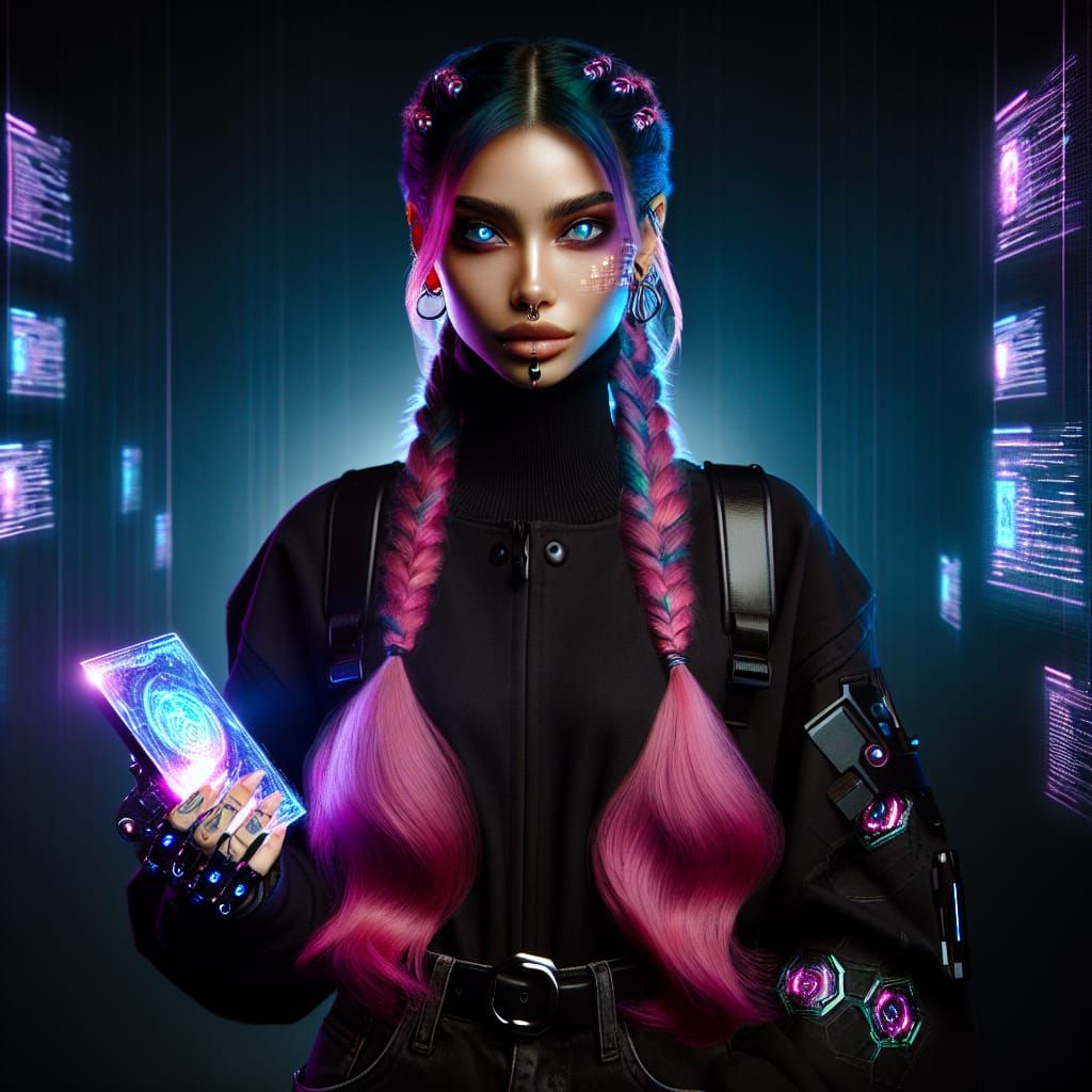 Cyberpunk South Asian Hacker Goddess