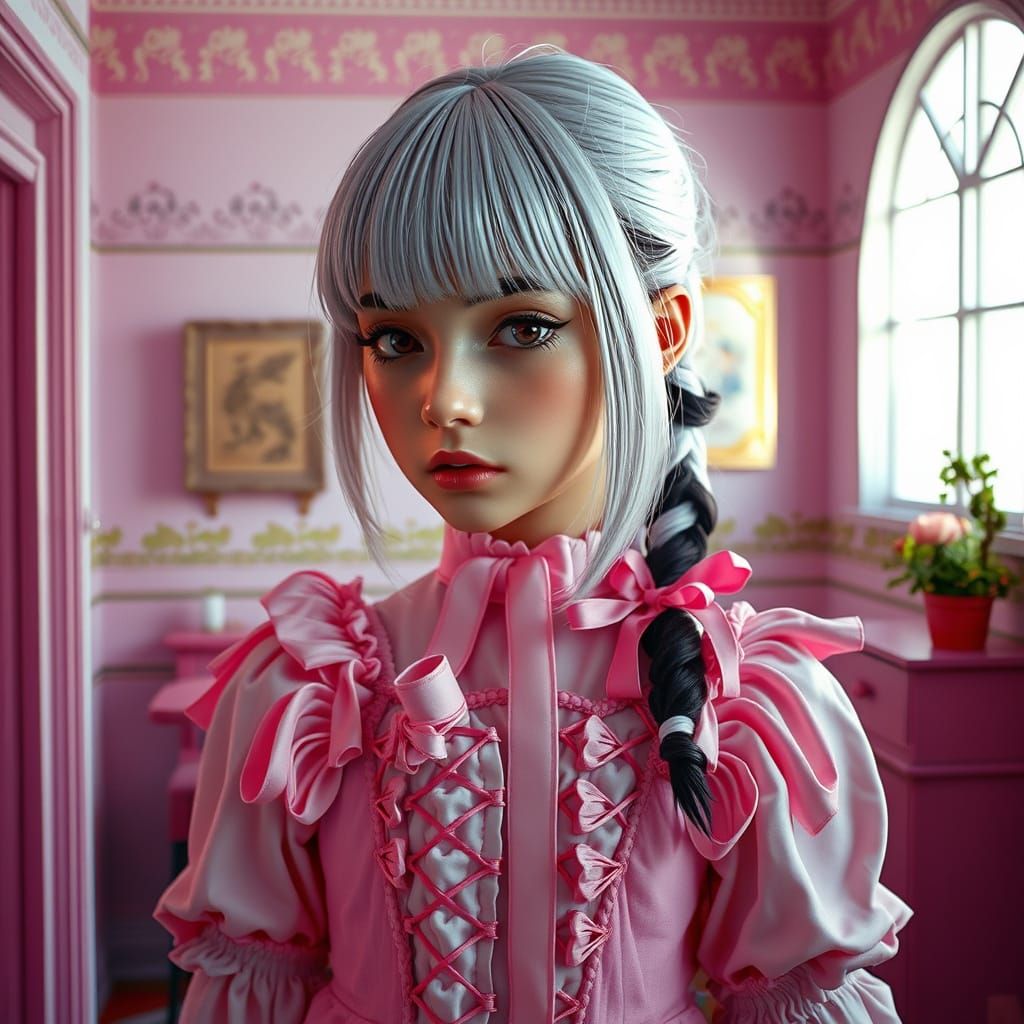 Colorful Porcelain Woman in Dollhouse: Digital Matte Paintin...
