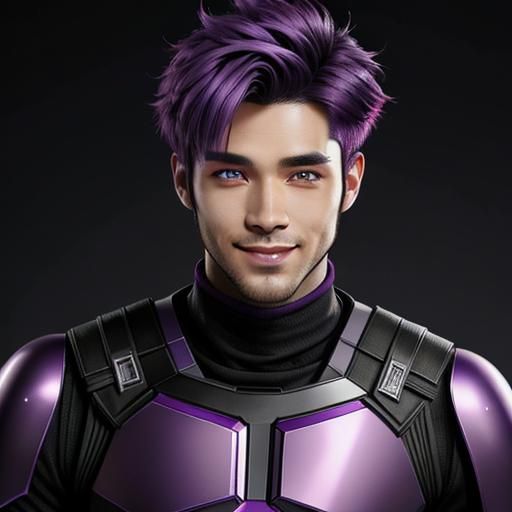 Attractive Purple-Skinned Alien with a Cheerful Smile
