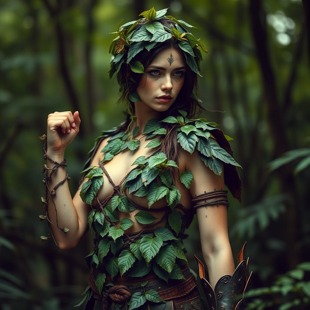 Armored Plant Woman in Forest