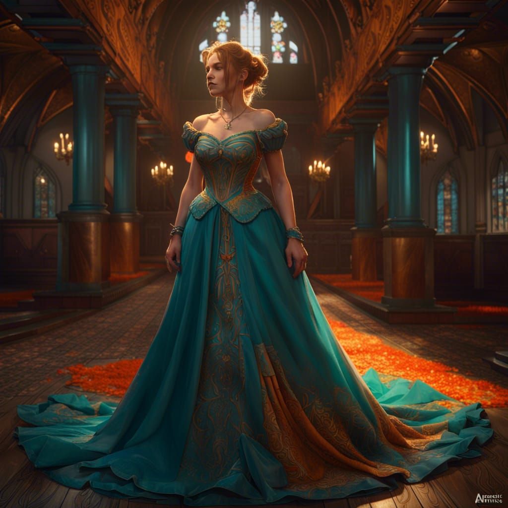 Detailed Medieval Ball Gown Concept Art