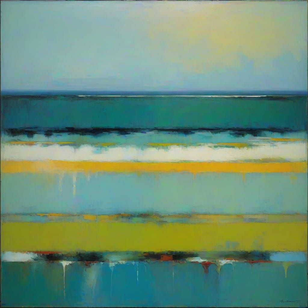 Softly Blending Blues and Greens in a Mark Rothko-Inspired M...