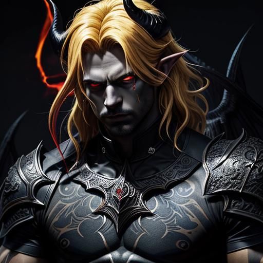 *Absolute perfection"
Gorgeous male demon long blonde hair 
...