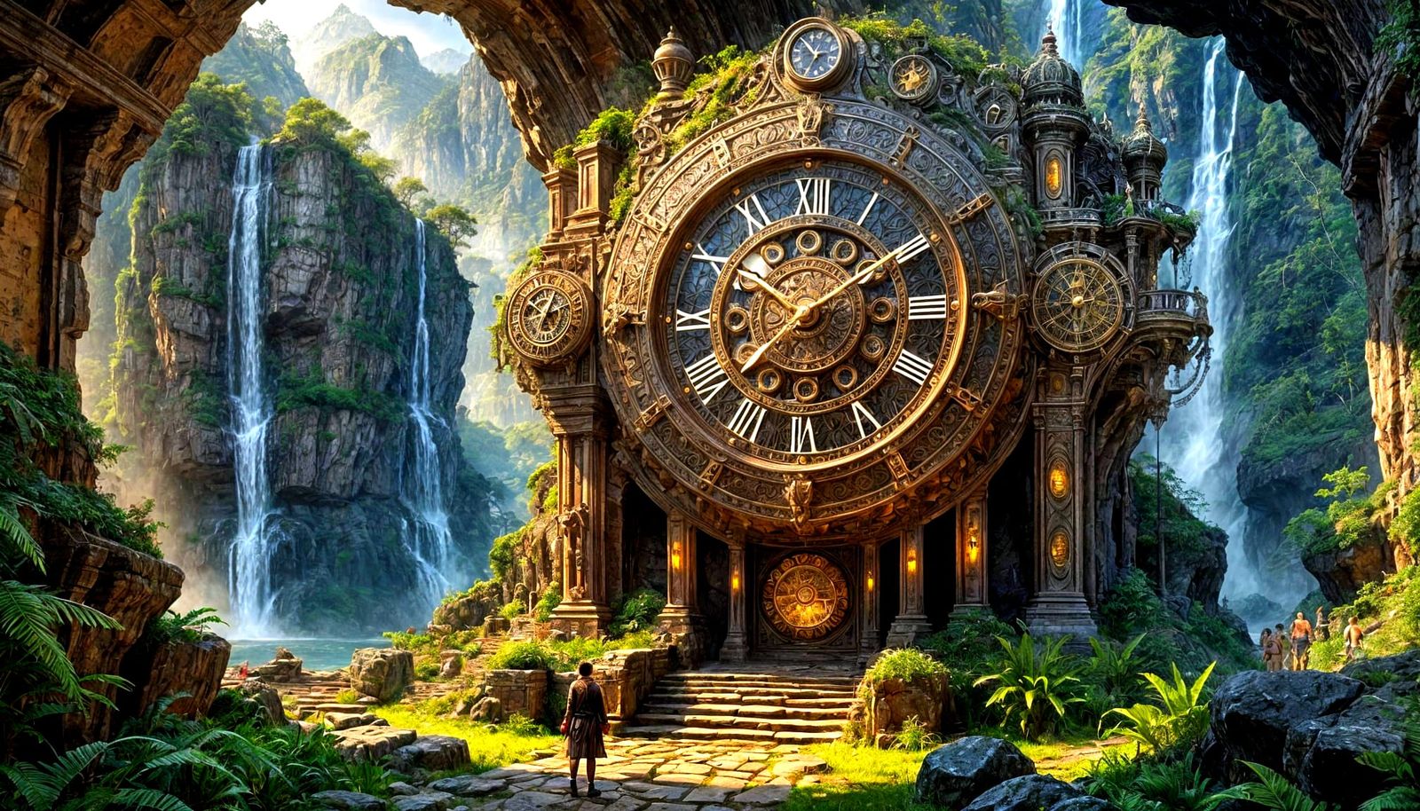 Ancient Clock Embedded in Rock Formation