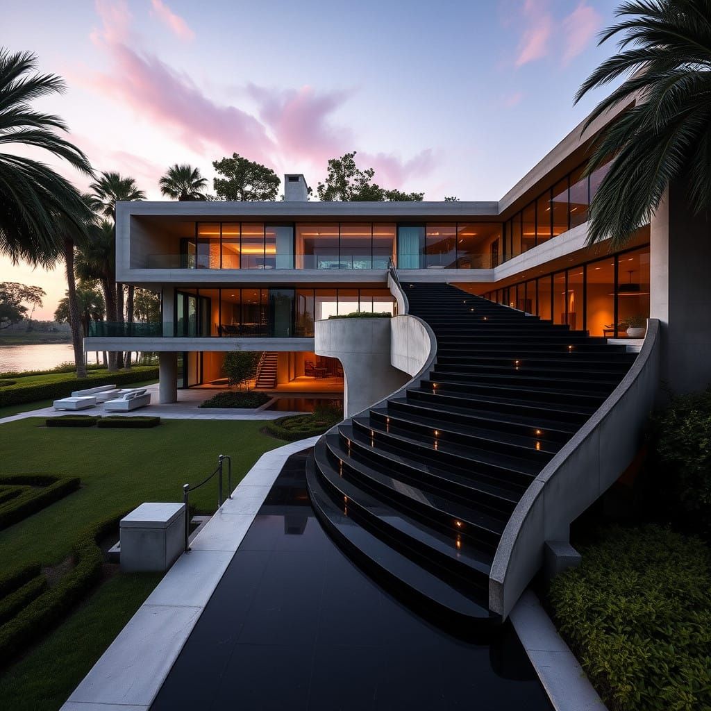 Modernist Masterpiece Mansion with Lush Estate and Serene La...