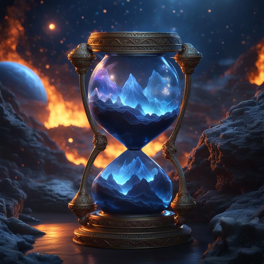 Ethereal Alien Hourglass with Galaxy, 8K