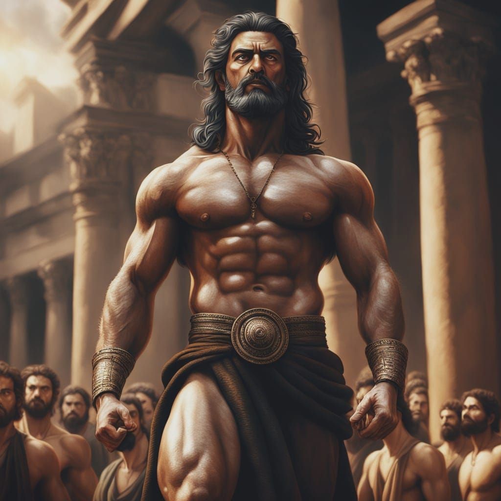 Mighty Samson Defies Destiny in Epic Biblical Scene