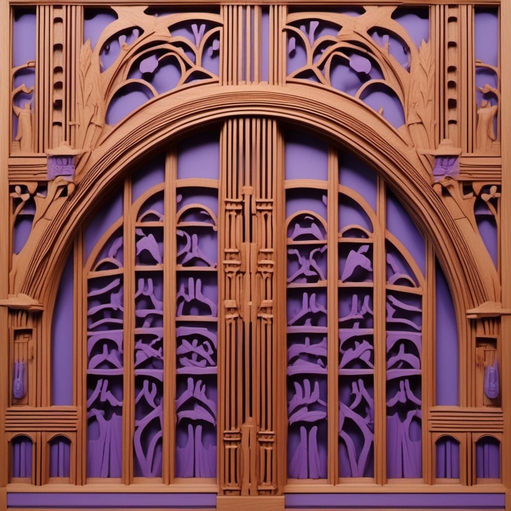 Ornate Oak Gates in Fantasy Art Style