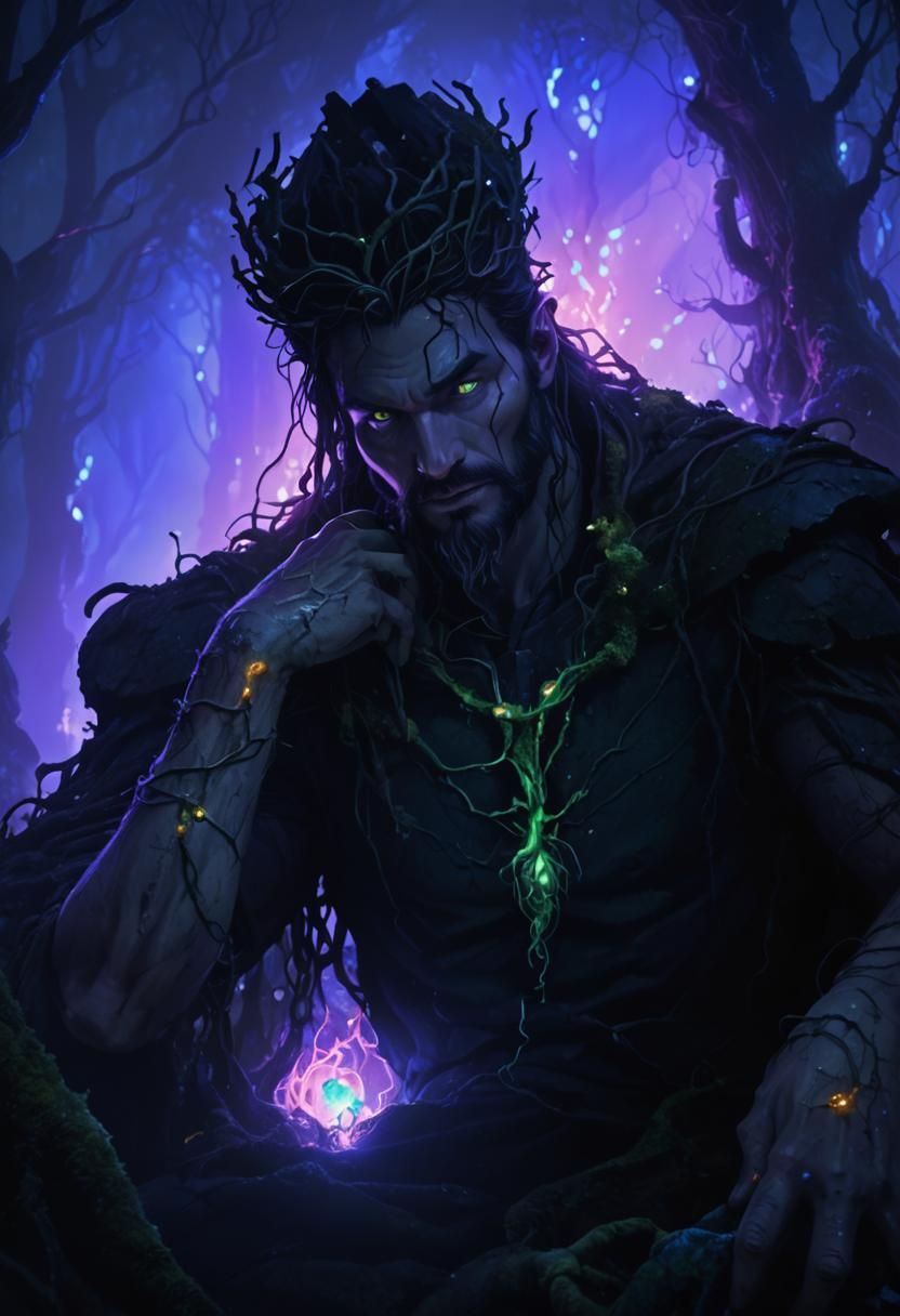 Bioluminescent Forest Throne in Dark Fantasy Art