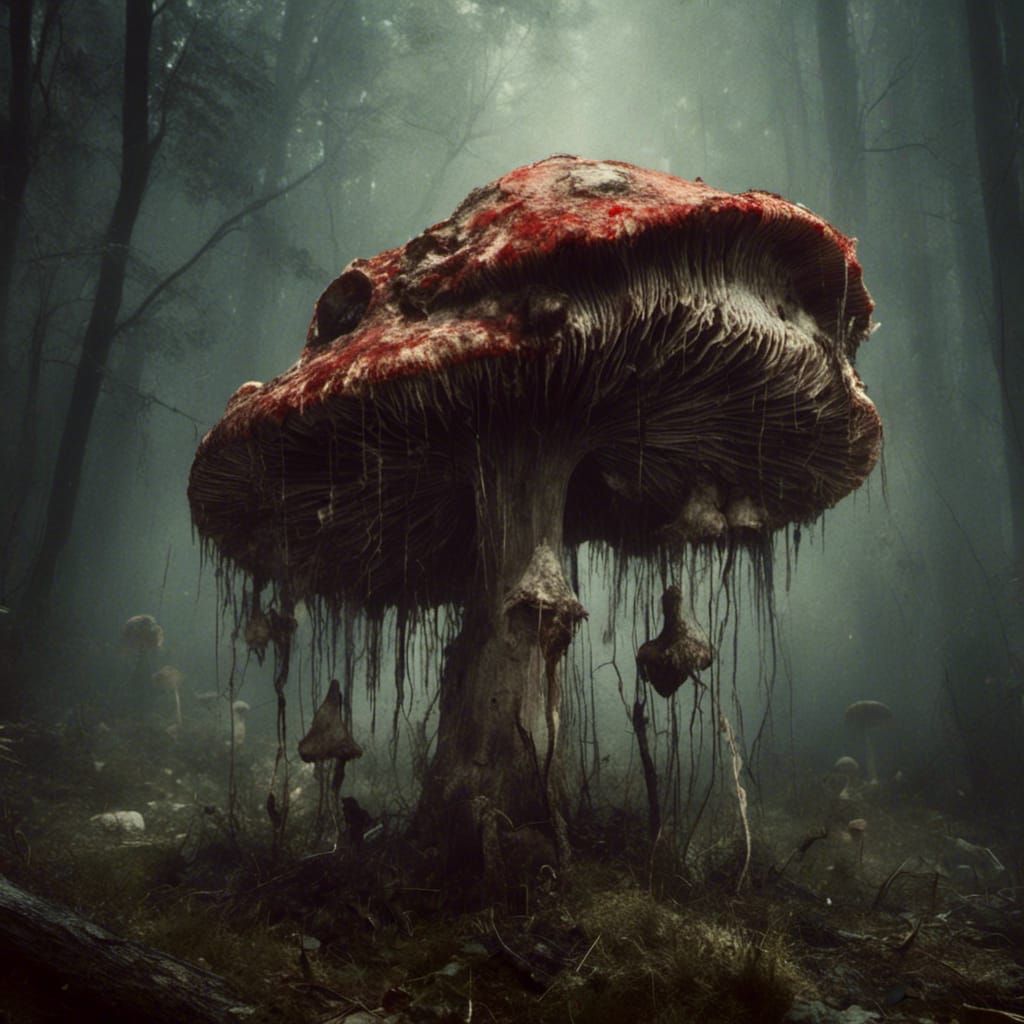 Macabre Mushroom Creature in Eerie Style