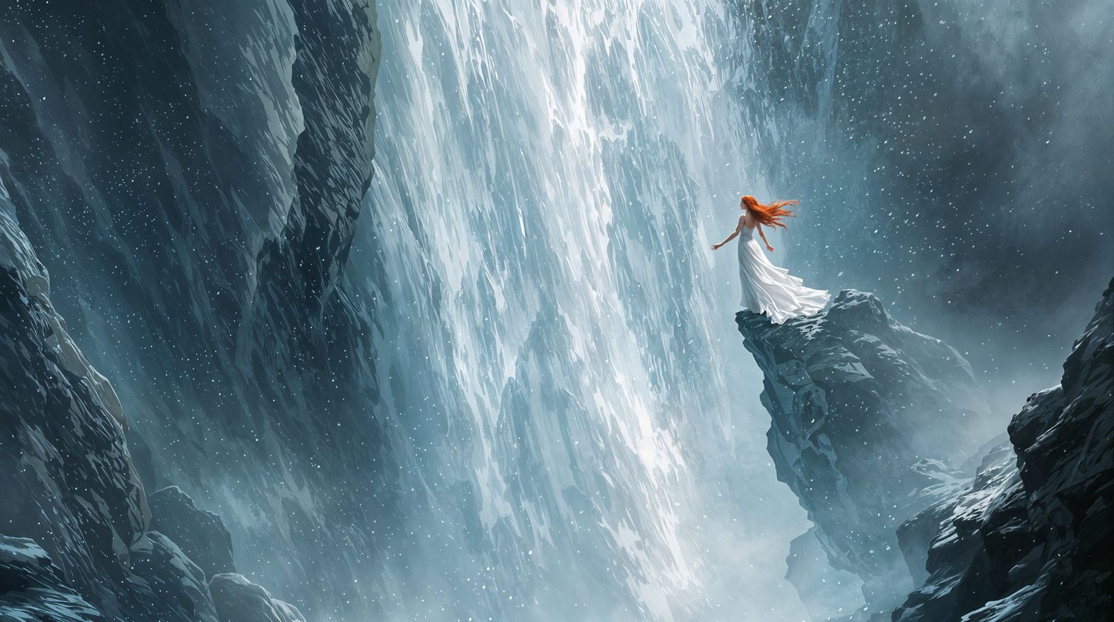 Mystical Woman in Whirling Misty Veil