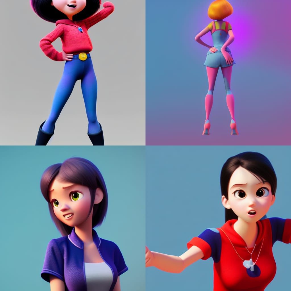 Pixar-Style Waifu in 3D Digital Art