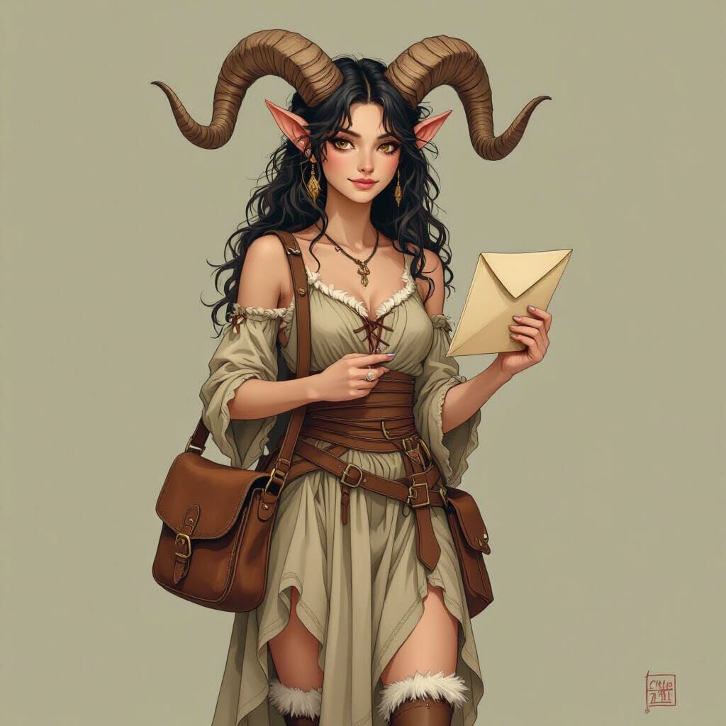 Female Satyr Messenger in Whimsical Style