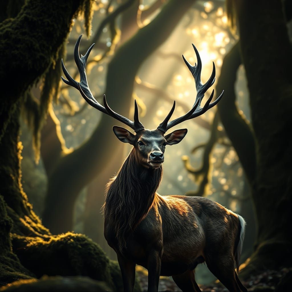 Majestic Stag in Ethereal Forest