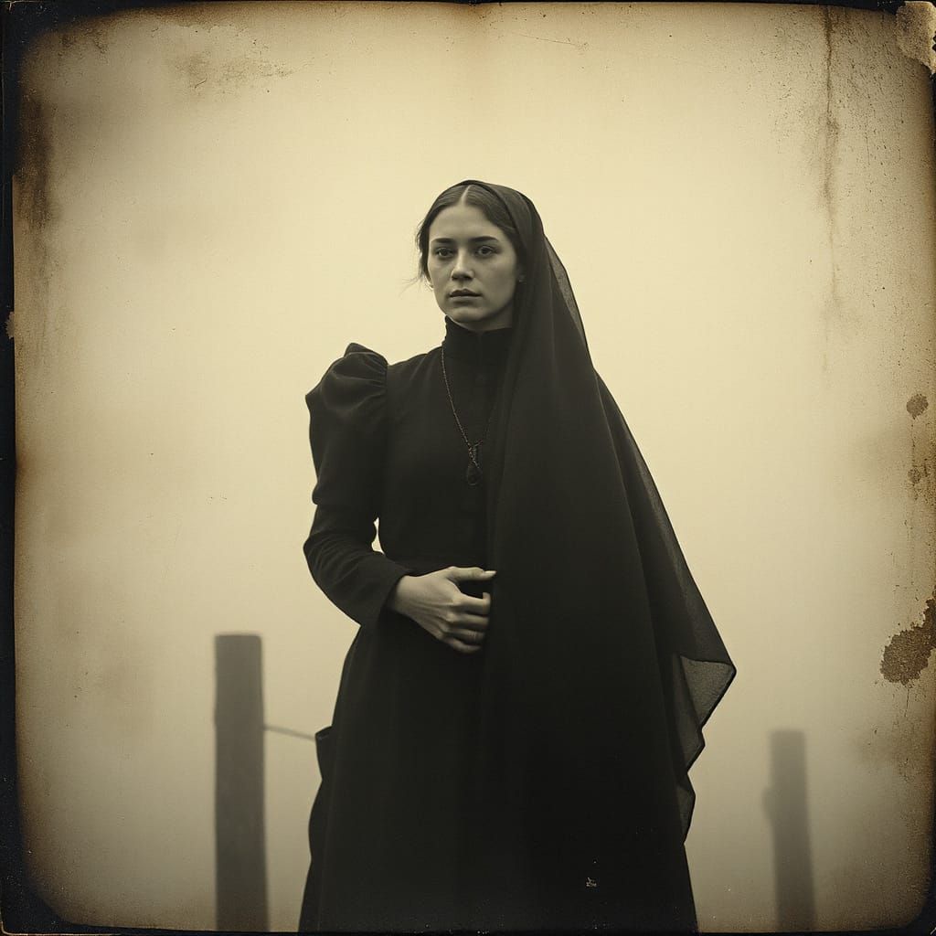 Eerie Alluring Portrait in Photogravure Style