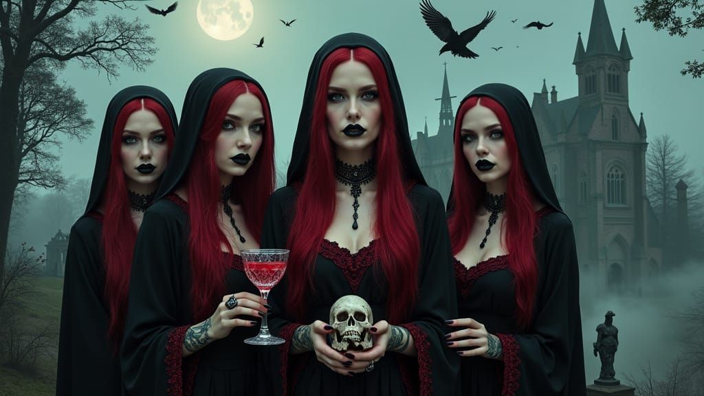 Gothic Vampire Women in Dark, Mystical Elegance