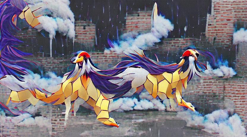 Ho-Oh and Legendary Dogs at Burned Tower