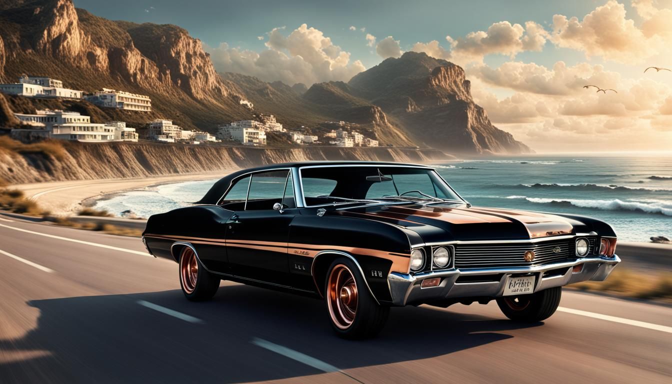 1967 Buick Skylark on Coastal Road Digital Painting