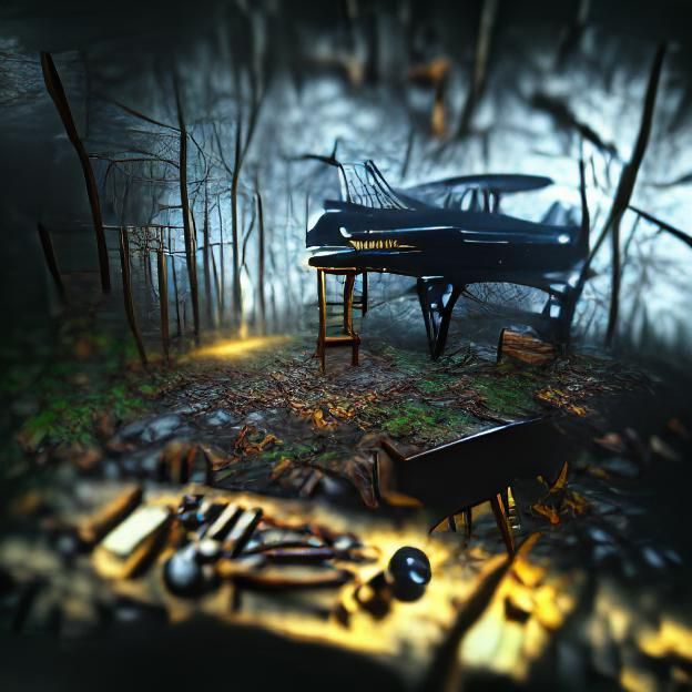 Noir Crime Scene in Autumn Forest
