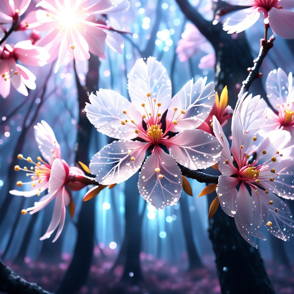 Enchanting Sakura Blossom in a Magical Forest