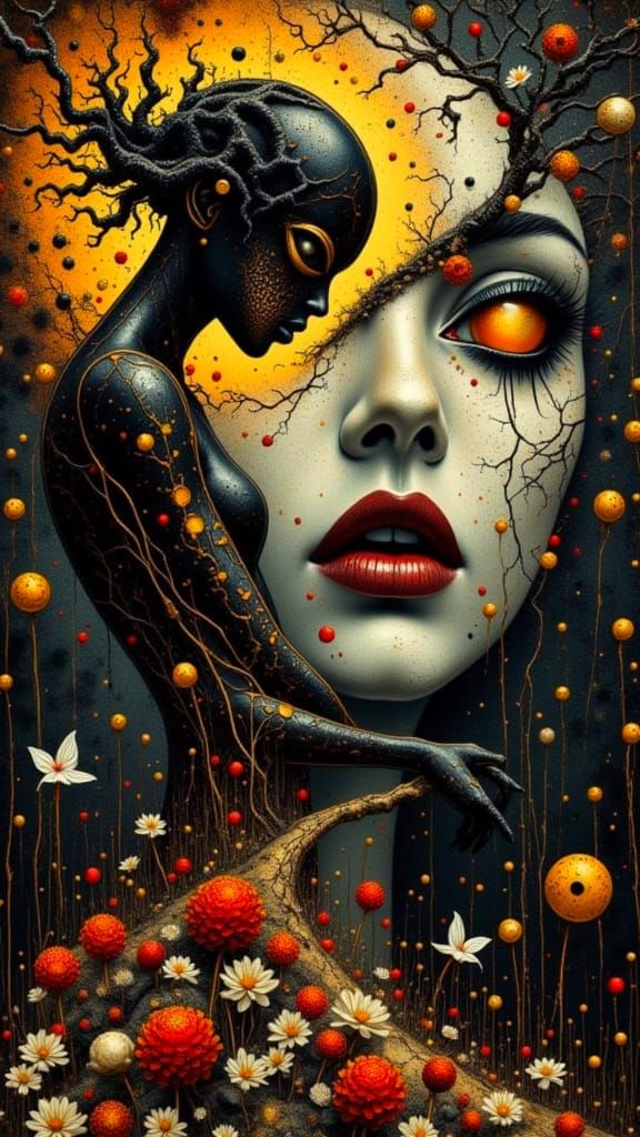 Lacquered Whispers Beauty in NeoVisceral Chaos