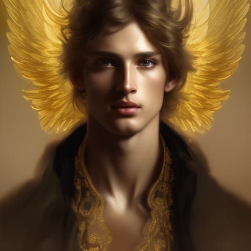Ethereal Angelic Male Model with Gold Accessories