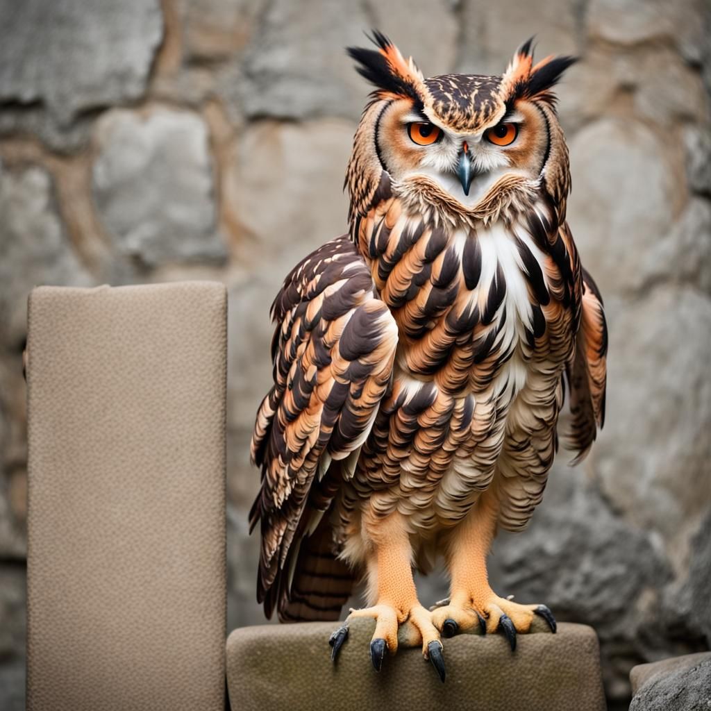 European Eagle Owl Portrait with Package