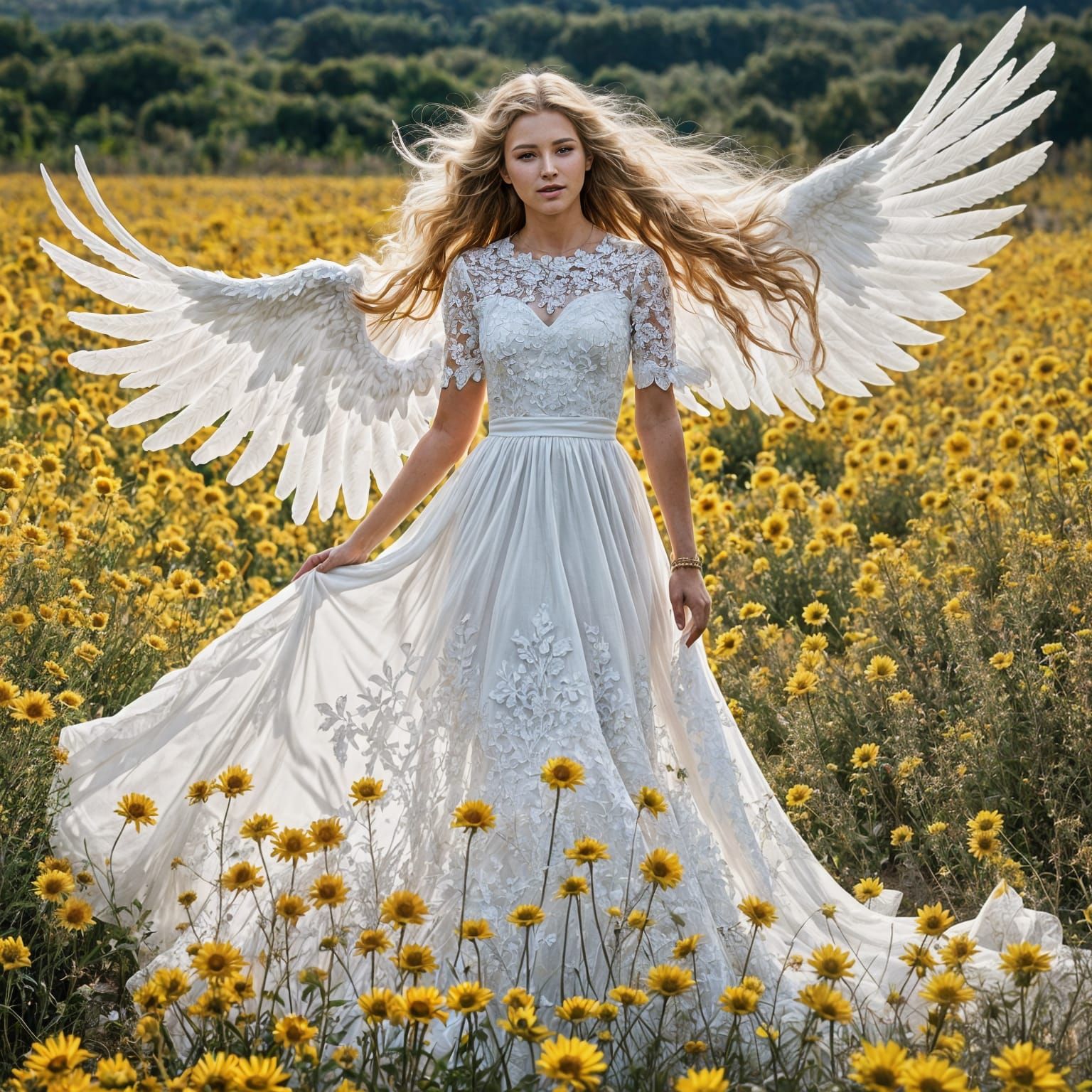 Angel in a Field of Dandelions: Digital Art
