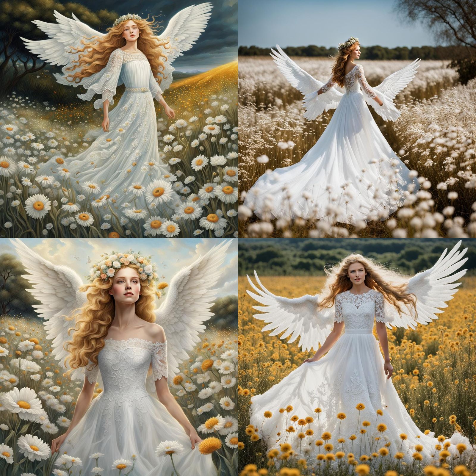 Angel in Dandelion Field Digital Painting
