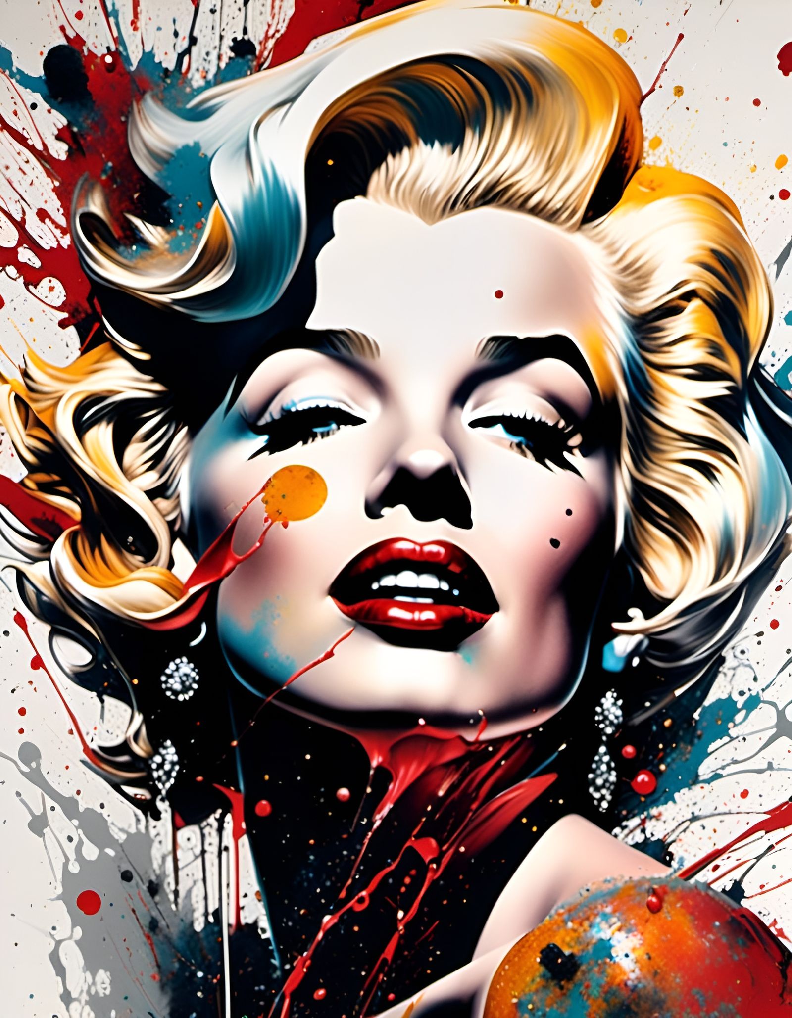 Hyperdetailed Marilyn Monroe Mixed-Media Painting