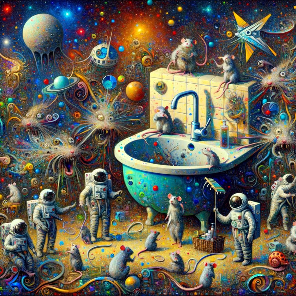 Abstract Space Vermin Around Washbasin