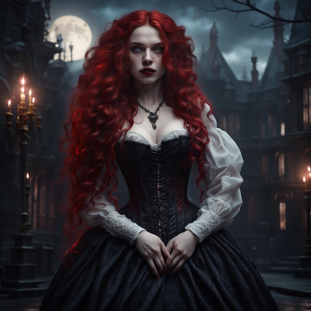 Victorian Gothic Vampire with Red Hair