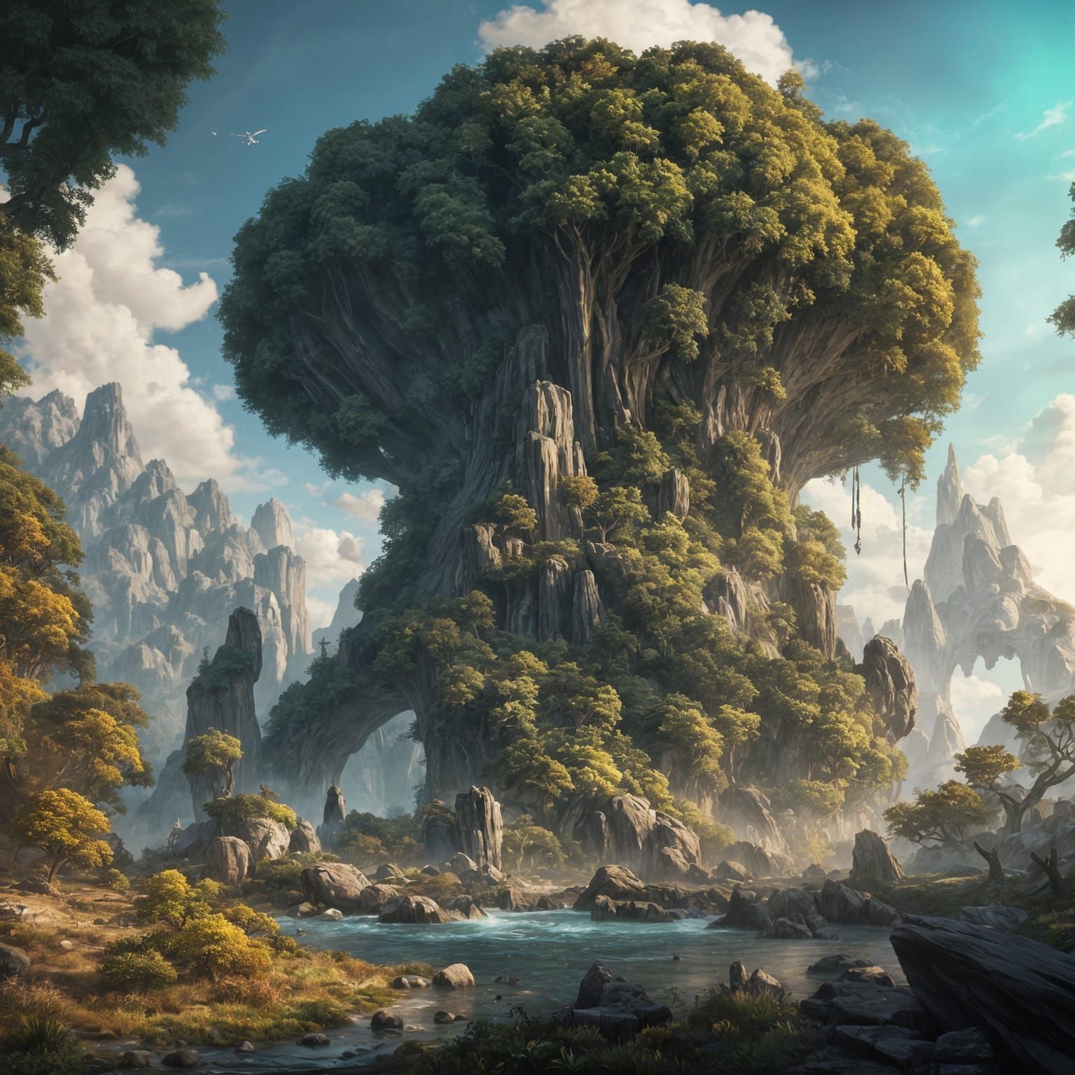 Epic Fantasy Realm in Vibrant Colors