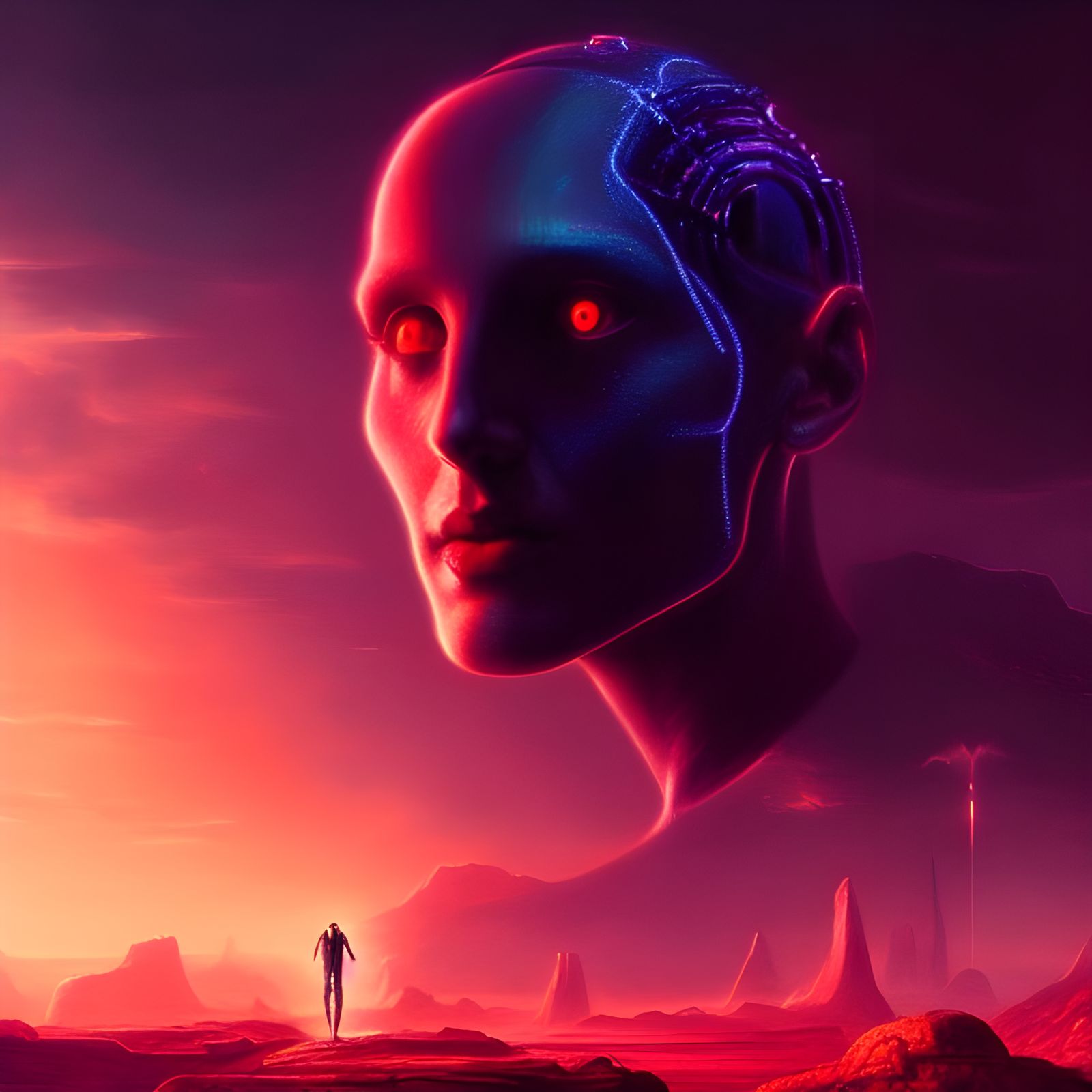 Futuristic Prometheus Creates Humanity in Cyberpunk Renaissa...