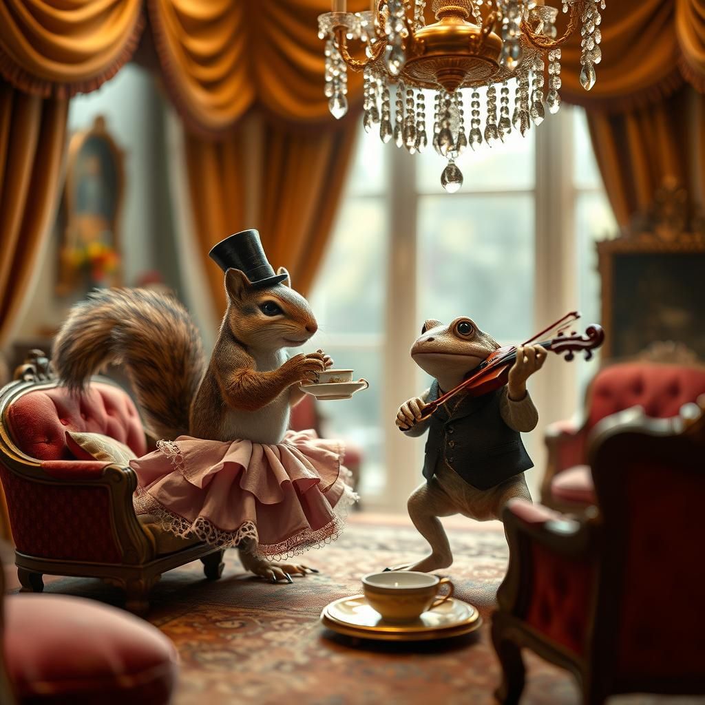 Victorian Taxidermy Tableau in Hyperrealistic Detail