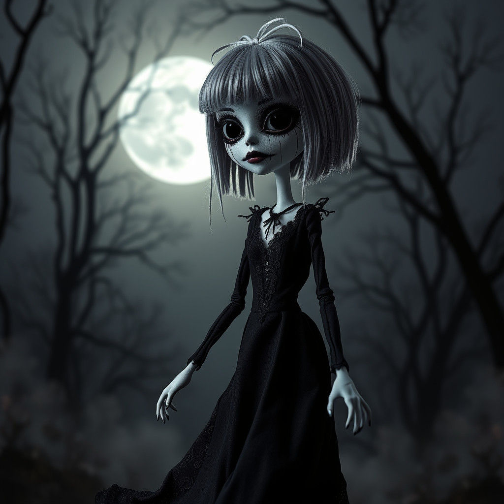 Dancing Monster Doll in Pale Moonlight