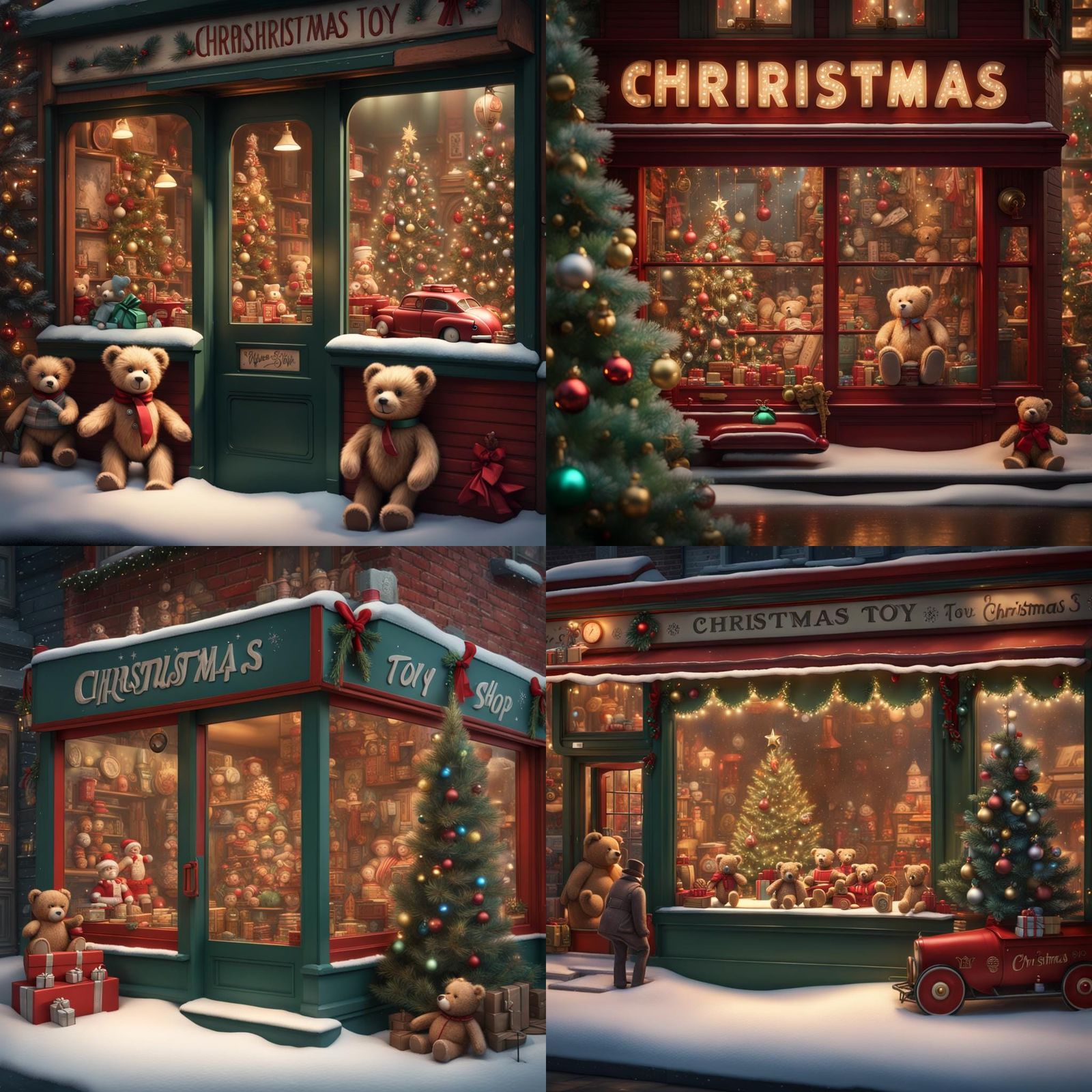 1950s Christmas toy shop window display with trains , teddy ...