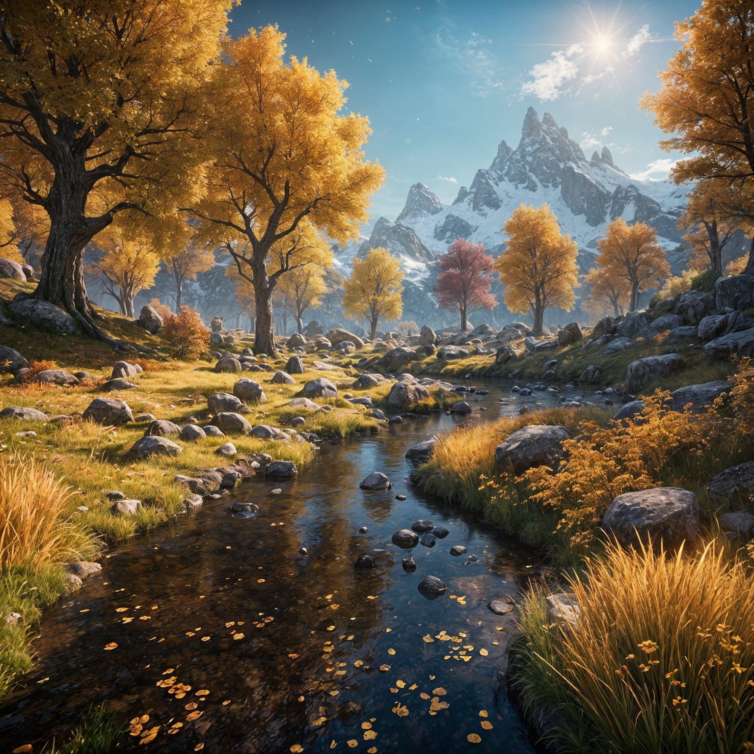 Four Seasons Landscape in 3D Game Style