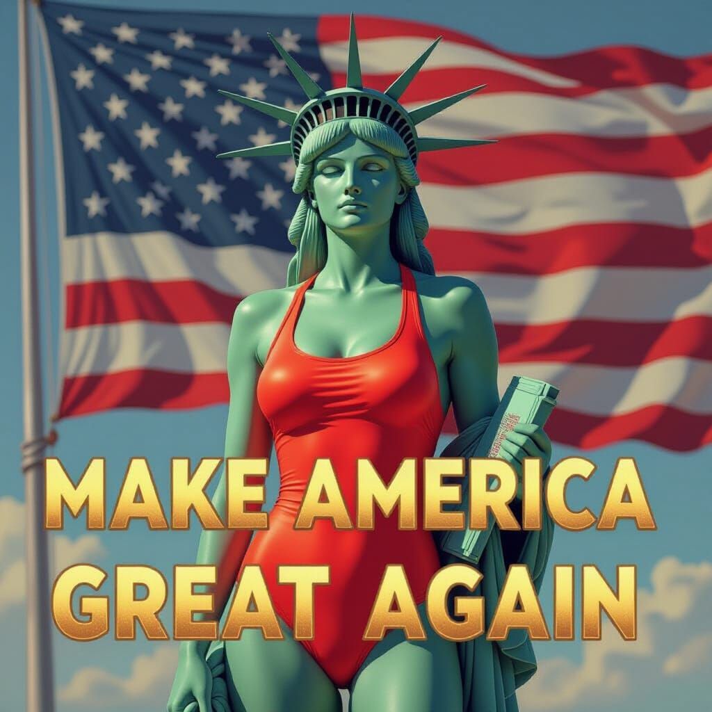 Lady Liberty in Futuristic Patriotic Style