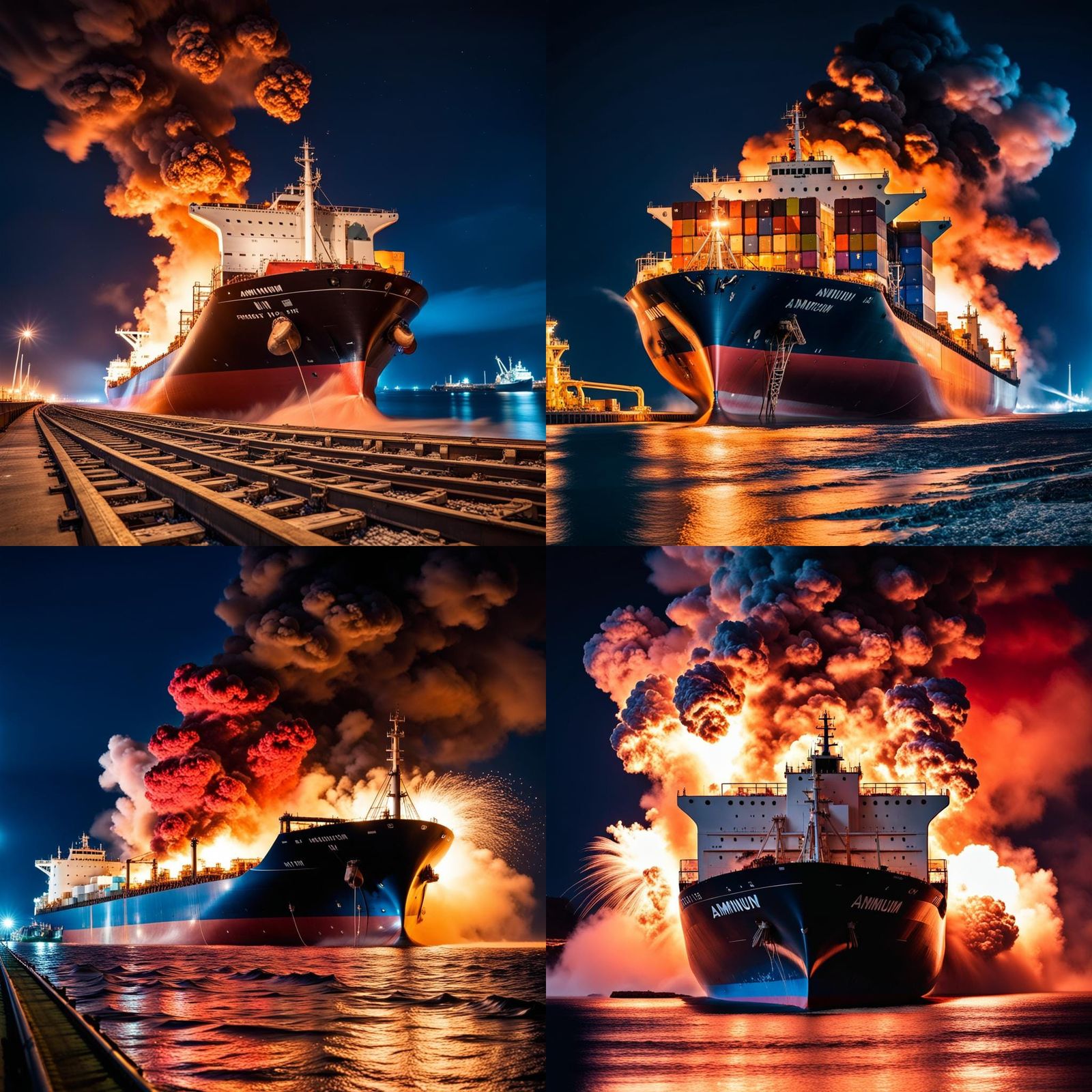 Pop Art Explosion: Freight Ship Disaster at Night