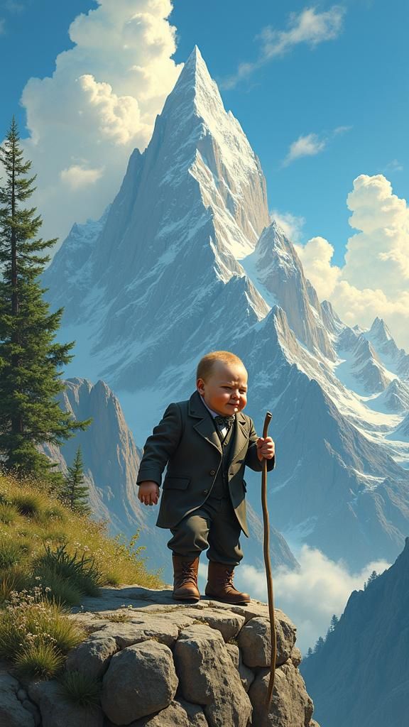 Young Churchill Climbs a Colossal Mountain
