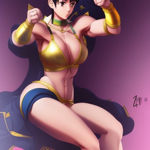 Anime-Style Female Character Posing Seductively