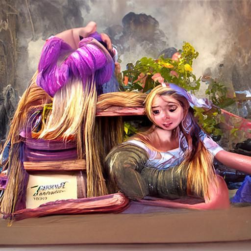 Rapunzel lets down her hair renaissance painting storybook i...