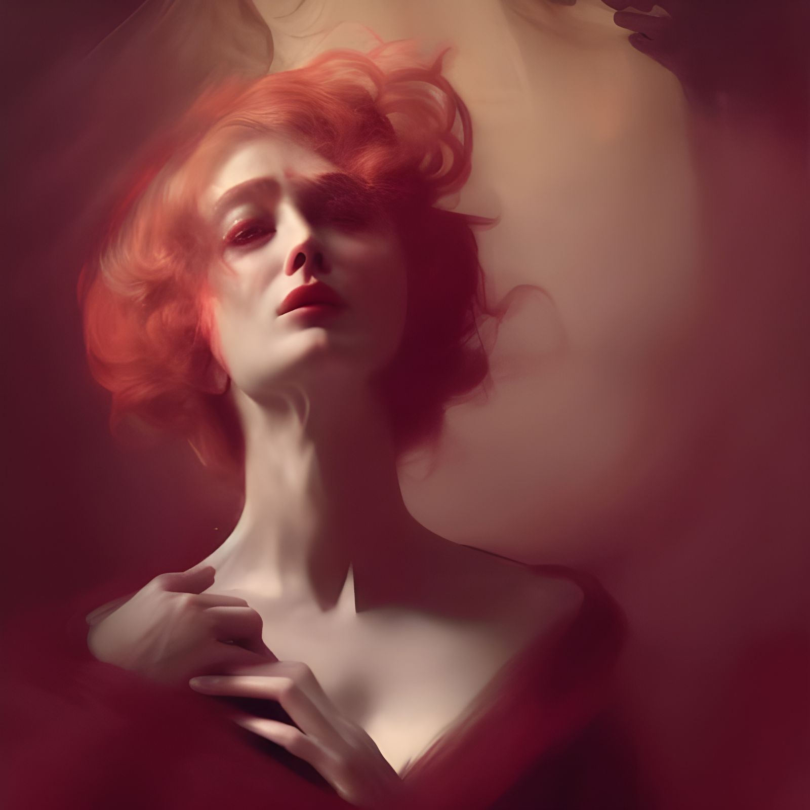 Striking Portrait of Melancholic Lady in Hyperrealism