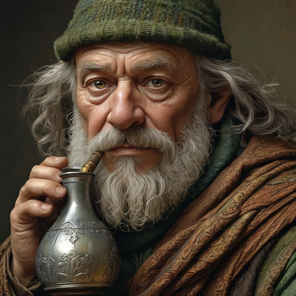 Dwarf Alchemist Portrait in Renaissance Style