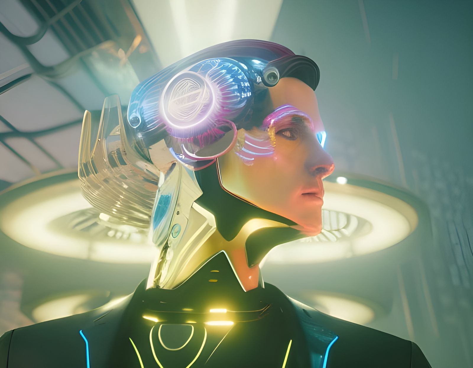 RK800 in Cyberlife Zen Garden: Cyberpunk Fanart